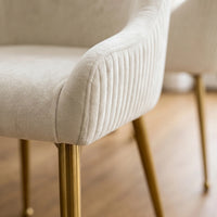 Upholstered Dining Chair with Velvet Fabric and Metal Legs Set of 2