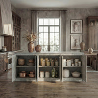 6-Door Kitchen Island with Storage and Seating Space