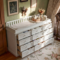 Solid Wood Changing Table with 9 Drawers