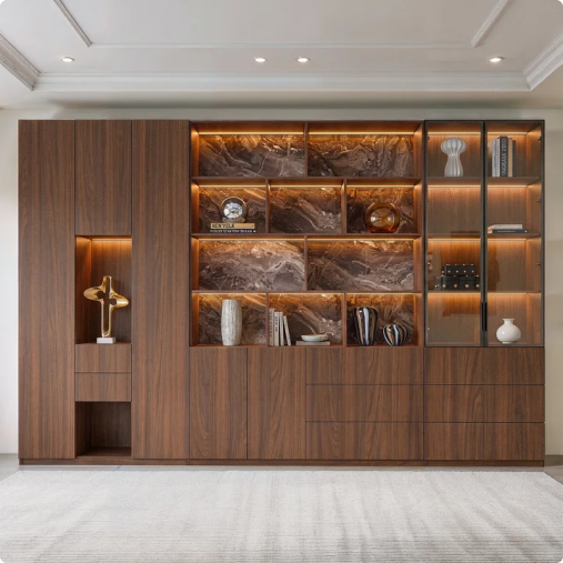 Modern 3-Piece Display Cabinet Storage Set with LED Lighting