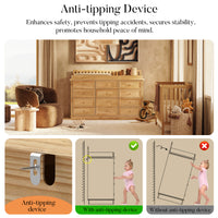 Solid Wood Changing Table with 9 Drawers