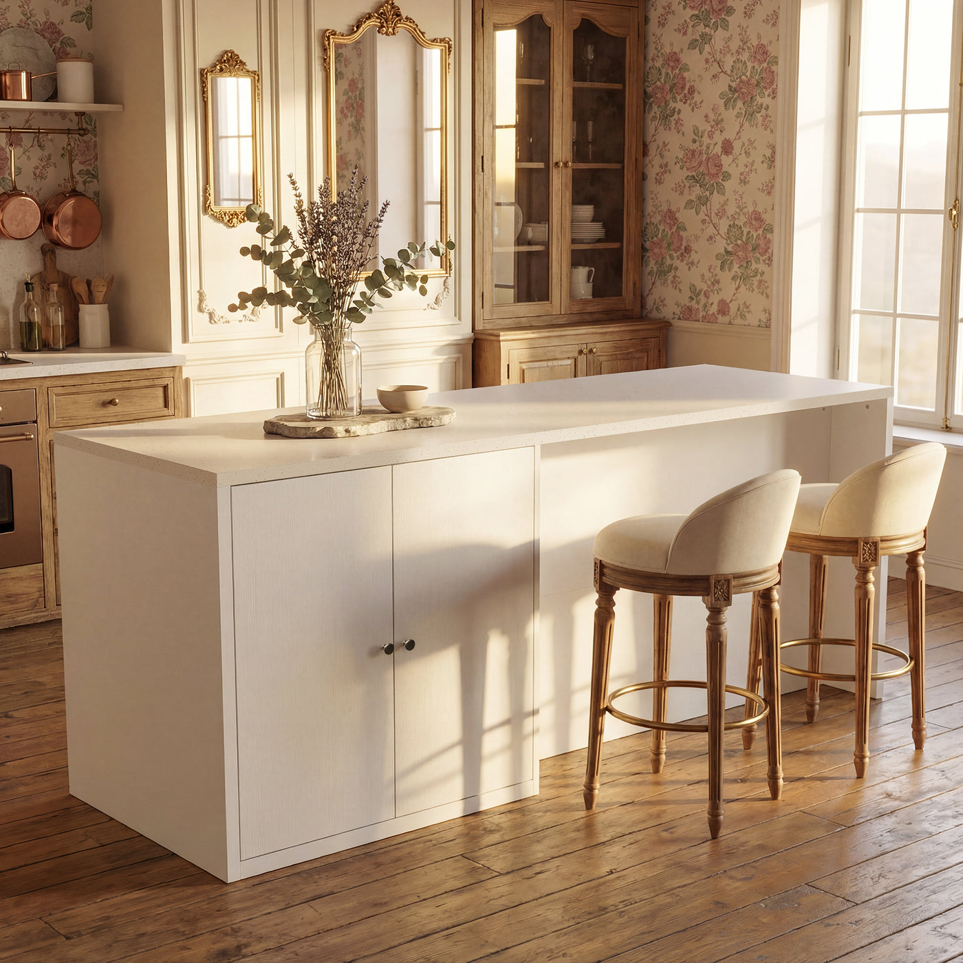 Kitchen Island with Trash Storage and Drawers