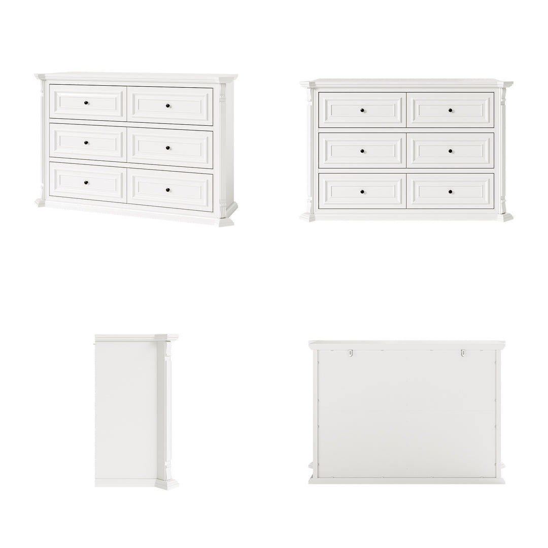 6-Drawer Modern Dresser with Fluted Details