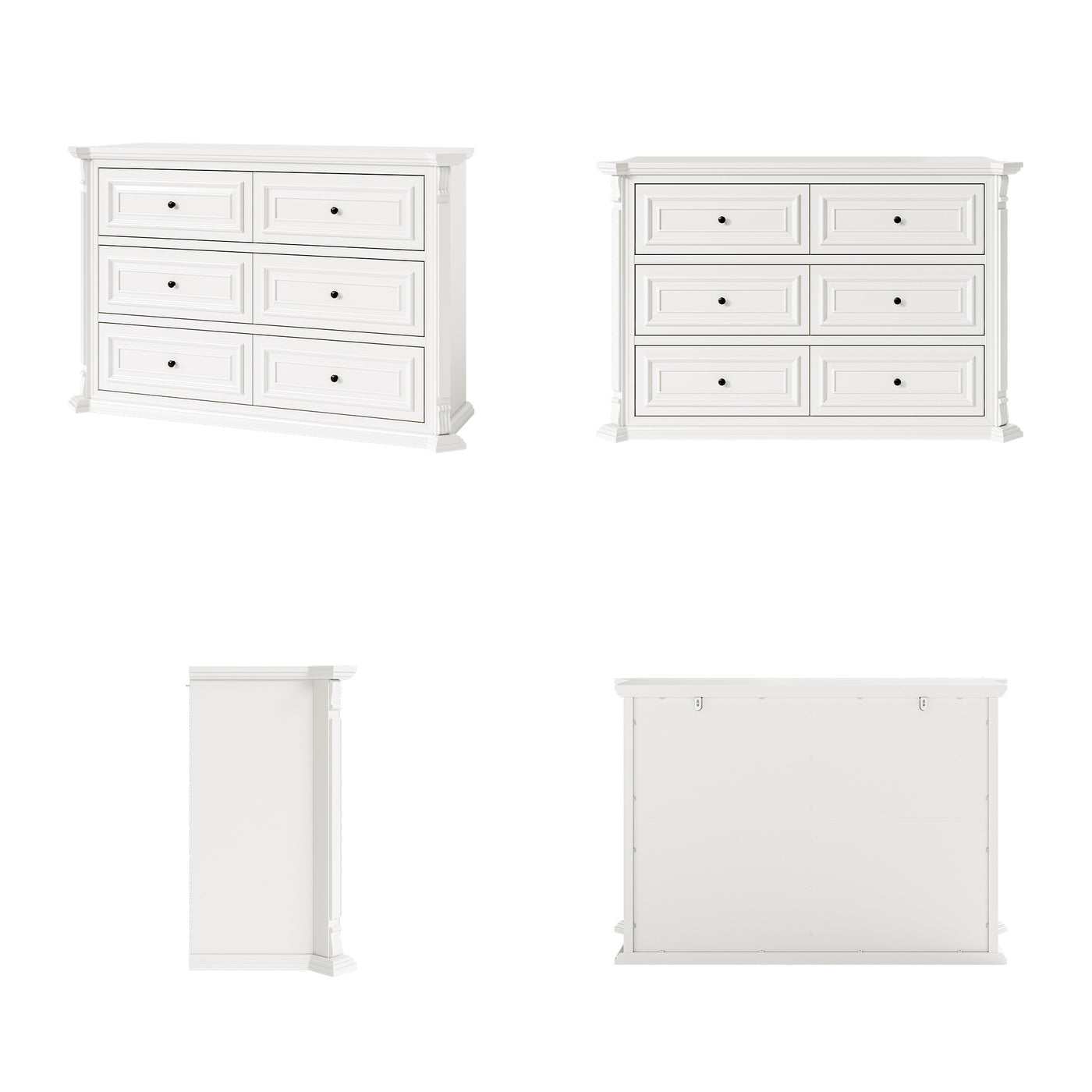 6-Drawer Modern Dresser with Fluted Details