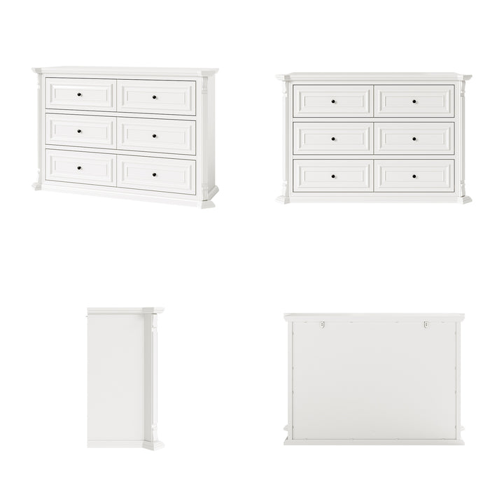 6-Drawer Modern Dresser with Fluted Details