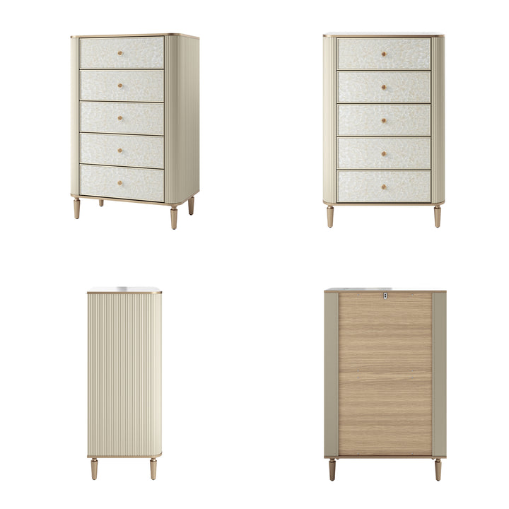 Nacre 5-Drawer Chest with Marble-Style Top