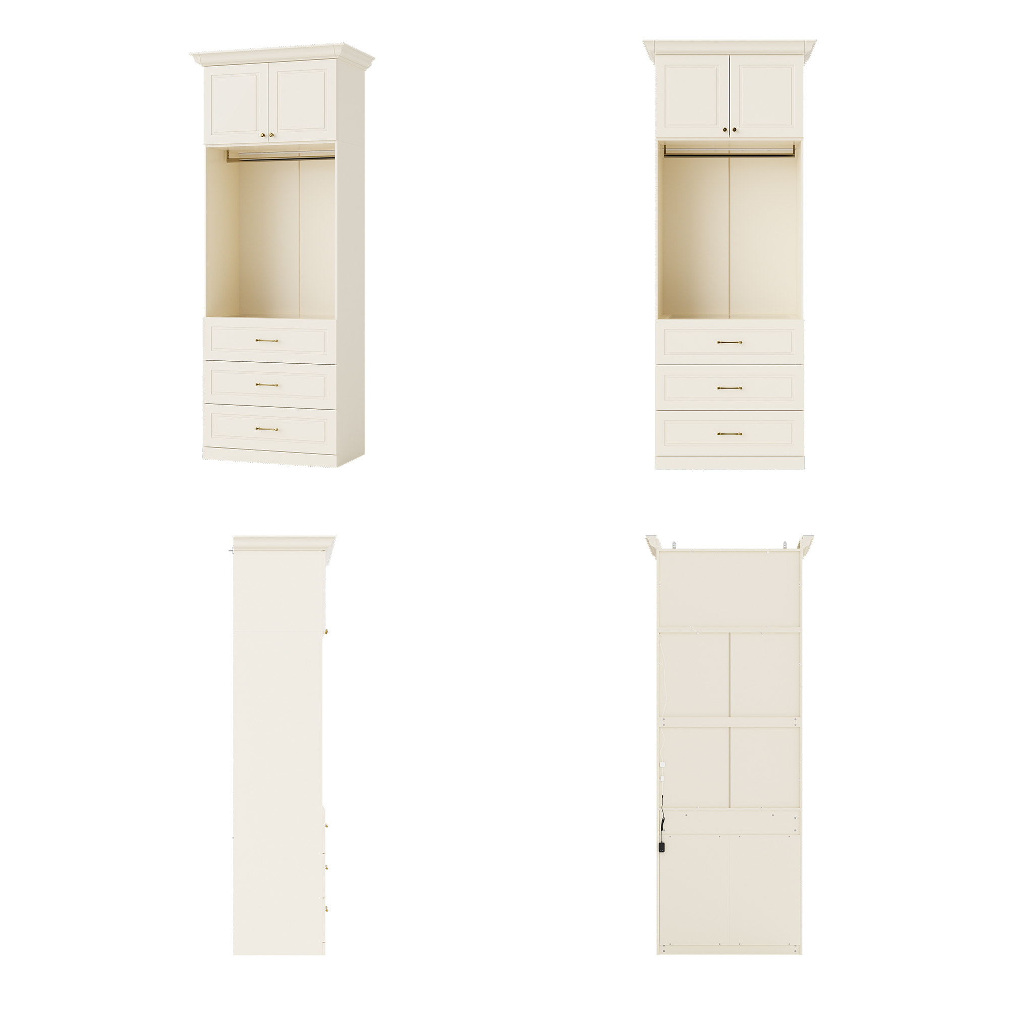 Vestia 2-Door Wardrobe Closet with 3 Drawers