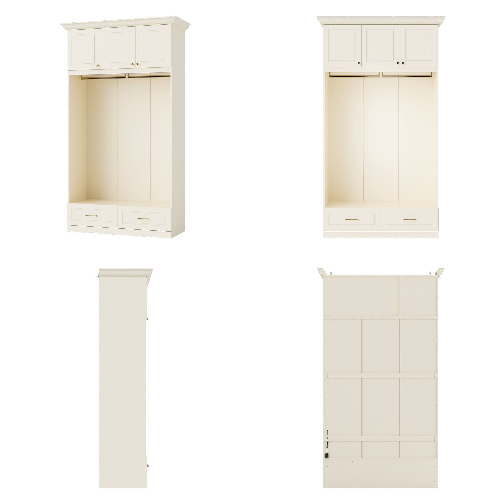 Vestia 3-Door Wardrobe Closet with Drawers