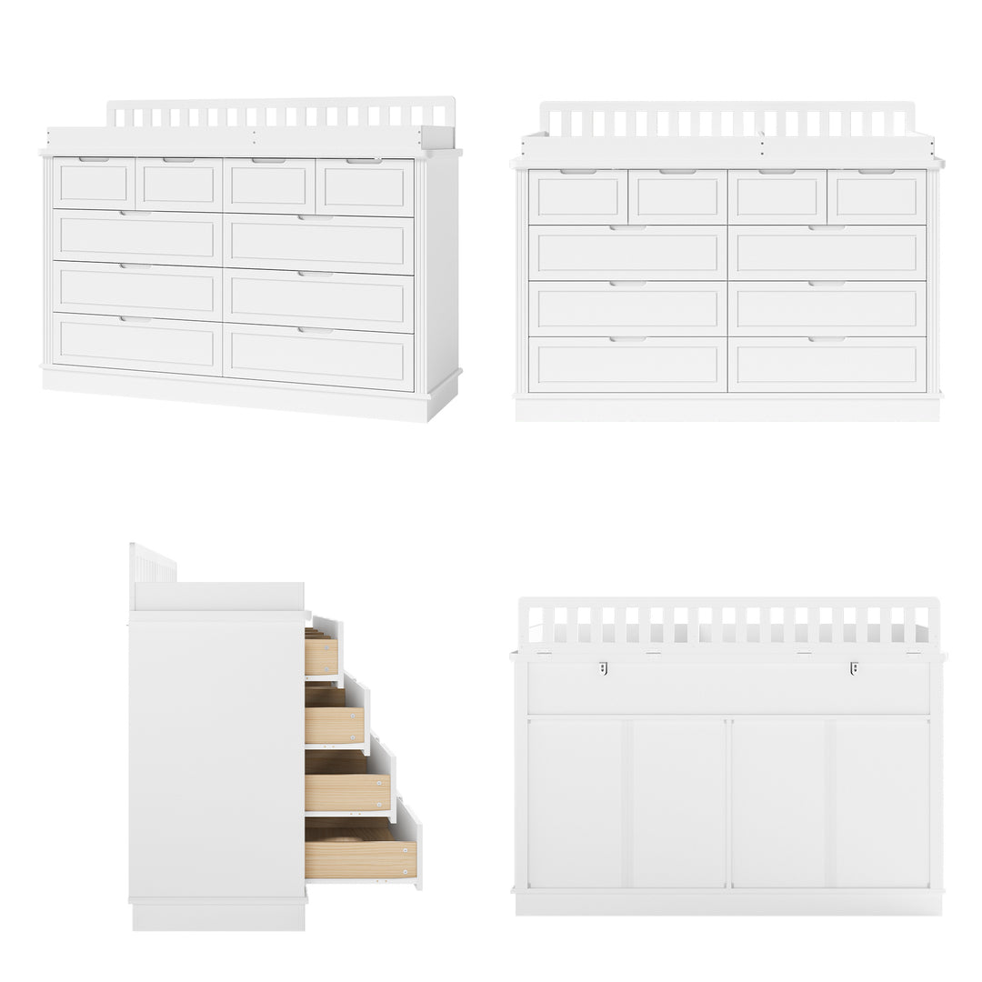 solid wood dresser changing table low voc water-based finish eu Solid Wood Changing Table with Drawers and Handle-Free Design – HOMSEE