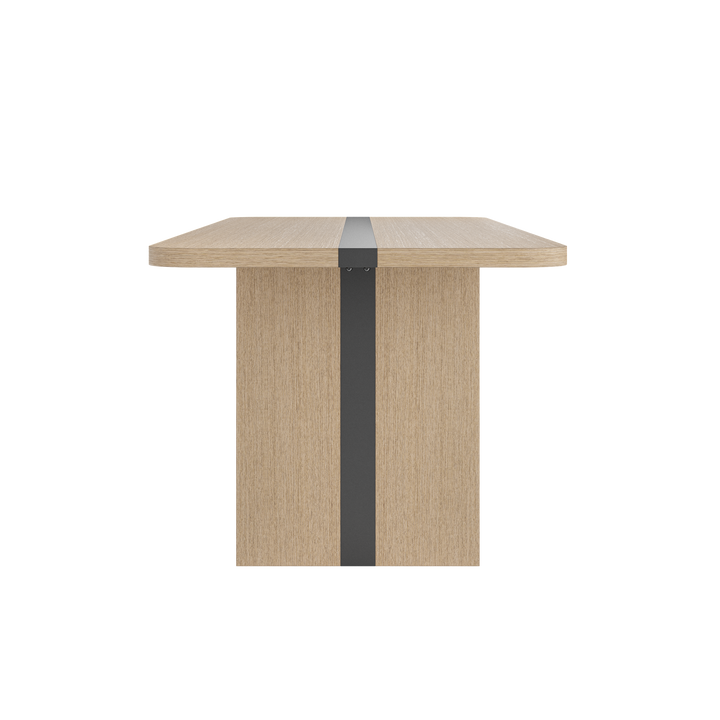 Rounded Edge Wood Grain Dining Table with Metal Frame