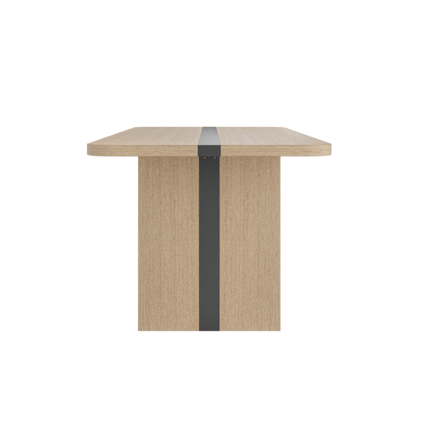 Rounded Edge Wood Grain Dining Table with Metal Frame
