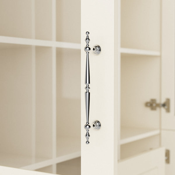 Arched Display Cabinet with Mixed Storage and Integrated Lighting
