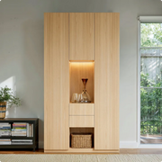 3-Door Display Cabinet with Drawers and LED Lighting