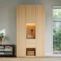 3-Door Display Cabinet with Drawers and LED Lighting