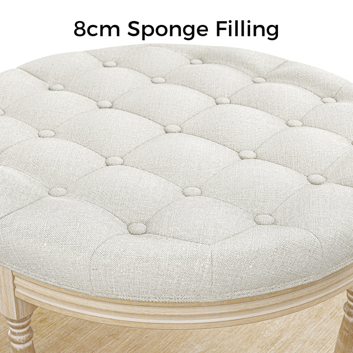 Upholstered Round Coffee Table with Open Shelf Base