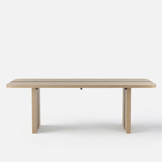 Rounded Edge Wood Grain Dining Table with Metal Frame