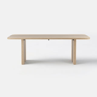 Rounded Edge Wood Grain Dining Table with Metal Frame