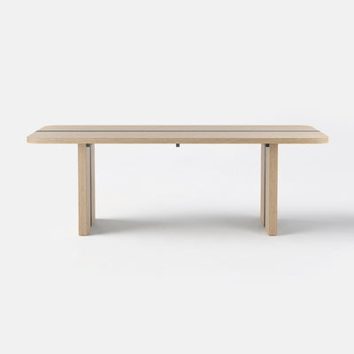 Rounded Edge Wood Grain Dining Table with Metal Frame