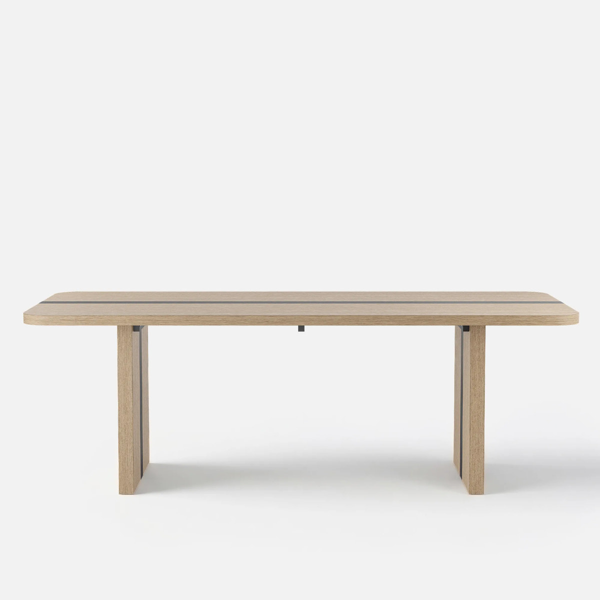 Rounded Edge Wood Grain Desk with Metal Frame