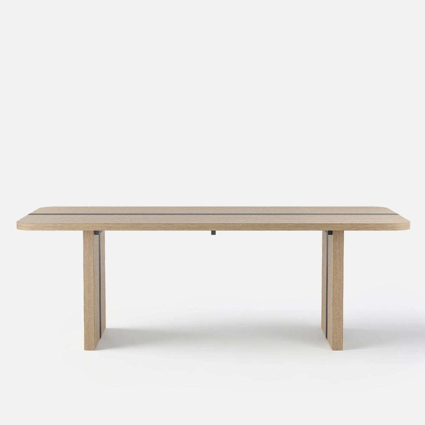 Rounded Edge Wood Grain Dining Table with Metal Frame