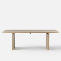 Rounded Edge Wood Grain Dining Table with Metal Frame