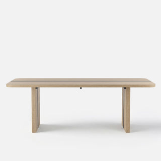 Rounded Edge Wood Grain Dining Table with Metal Frame