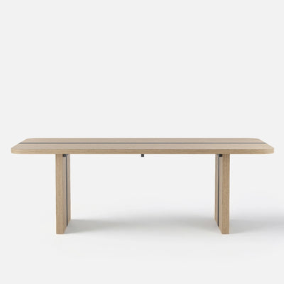 Rounded Edge Wood Grain Dining Table with Metal Frame