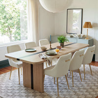 7-Piece Rounded Edge Wood Grain Dining Table Set