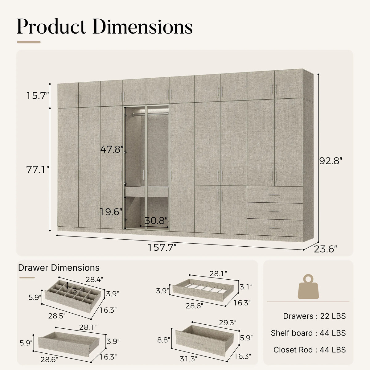 Tela Classic Complete Wall Wardrobe Storage System