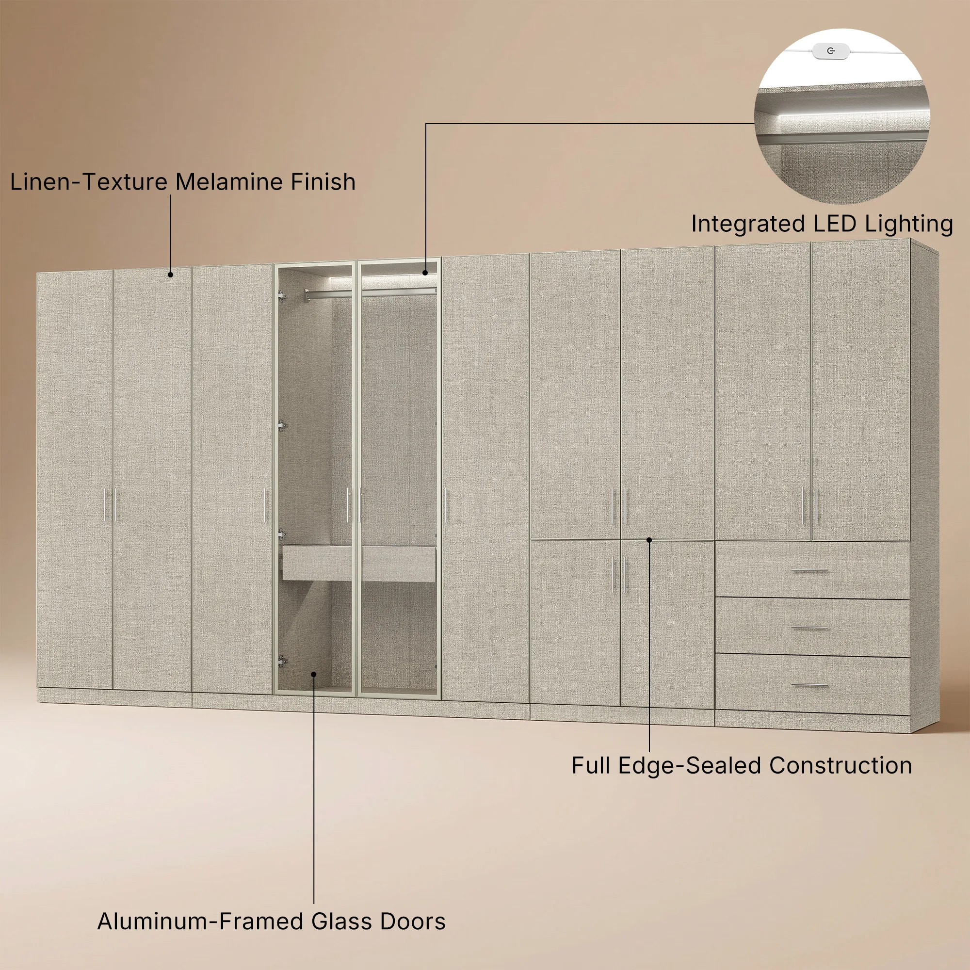 Tela Full Wall Wardrobe System