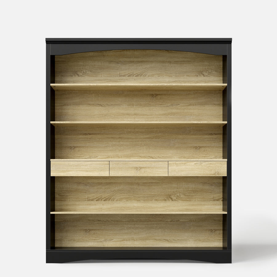Bookcase and Display Cabinet with 5 Shelves and 3 Drawers