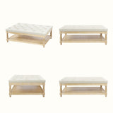Upholstered Square Coffee Table with Open Shelf Base