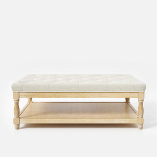 Upholstered Square Coffee Table with Open Shelf Base