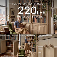 Bookcase with Rolling Ladder and Storage Cabinets