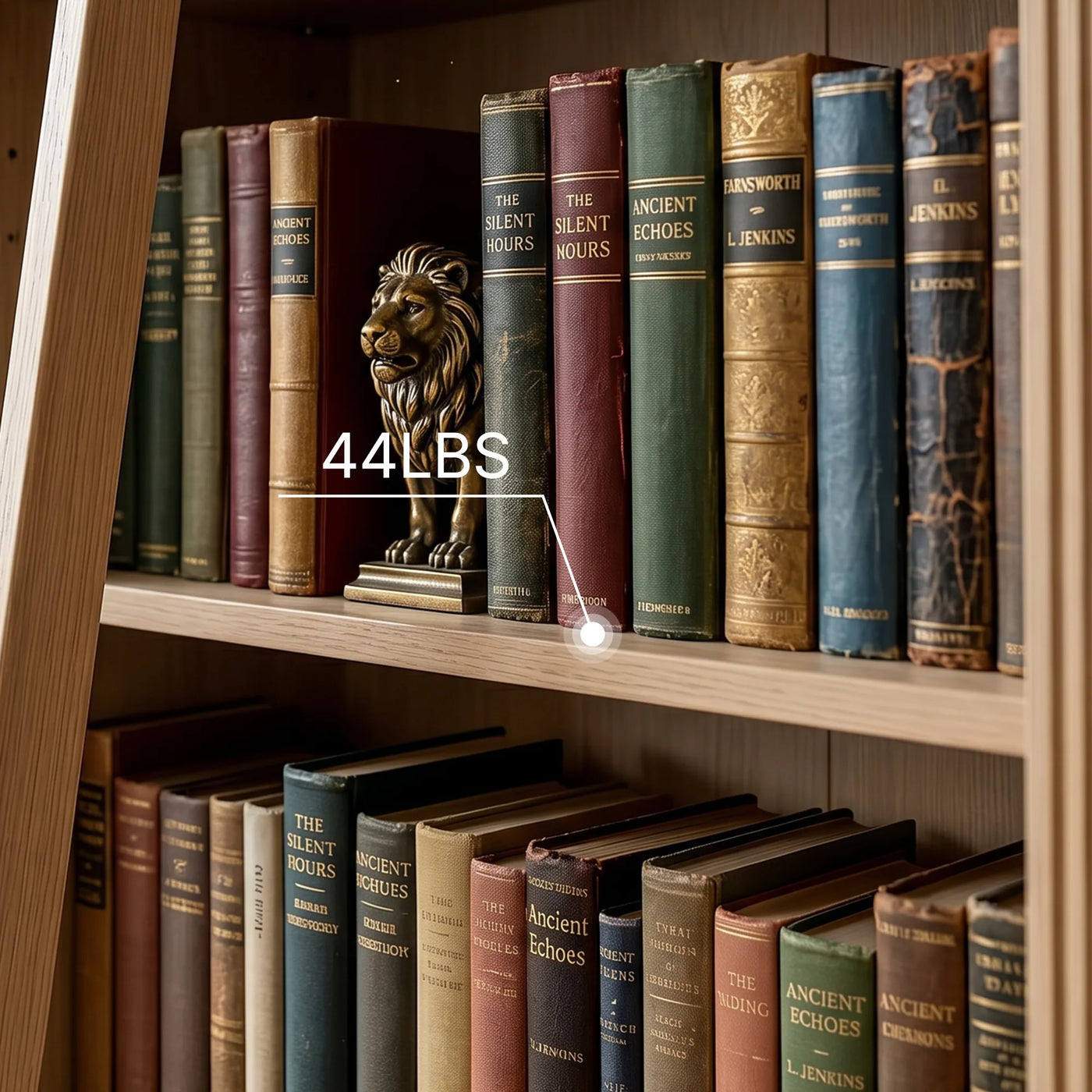 Bookcase with Rolling Ladder and Storage Cabinets