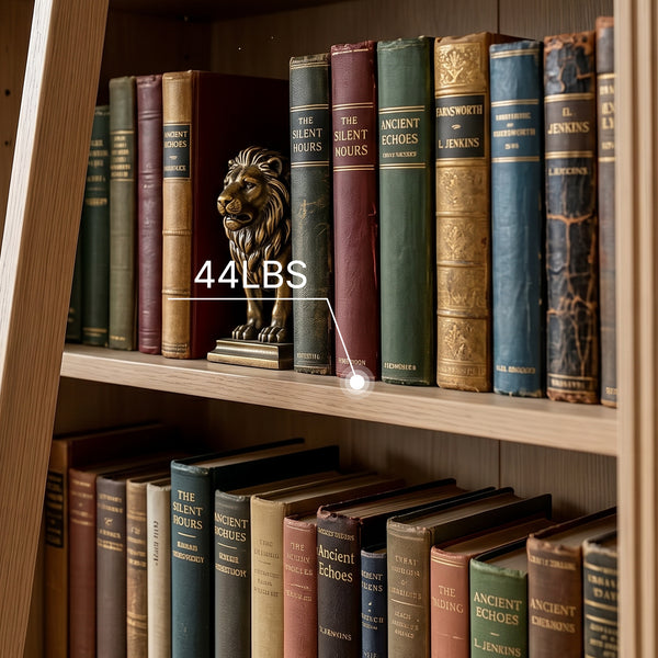 Bookcase with Rolling Ladder and Storage Cabinets