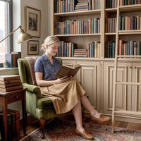 Bookcase with Rolling Ladder and Storage Cabinets