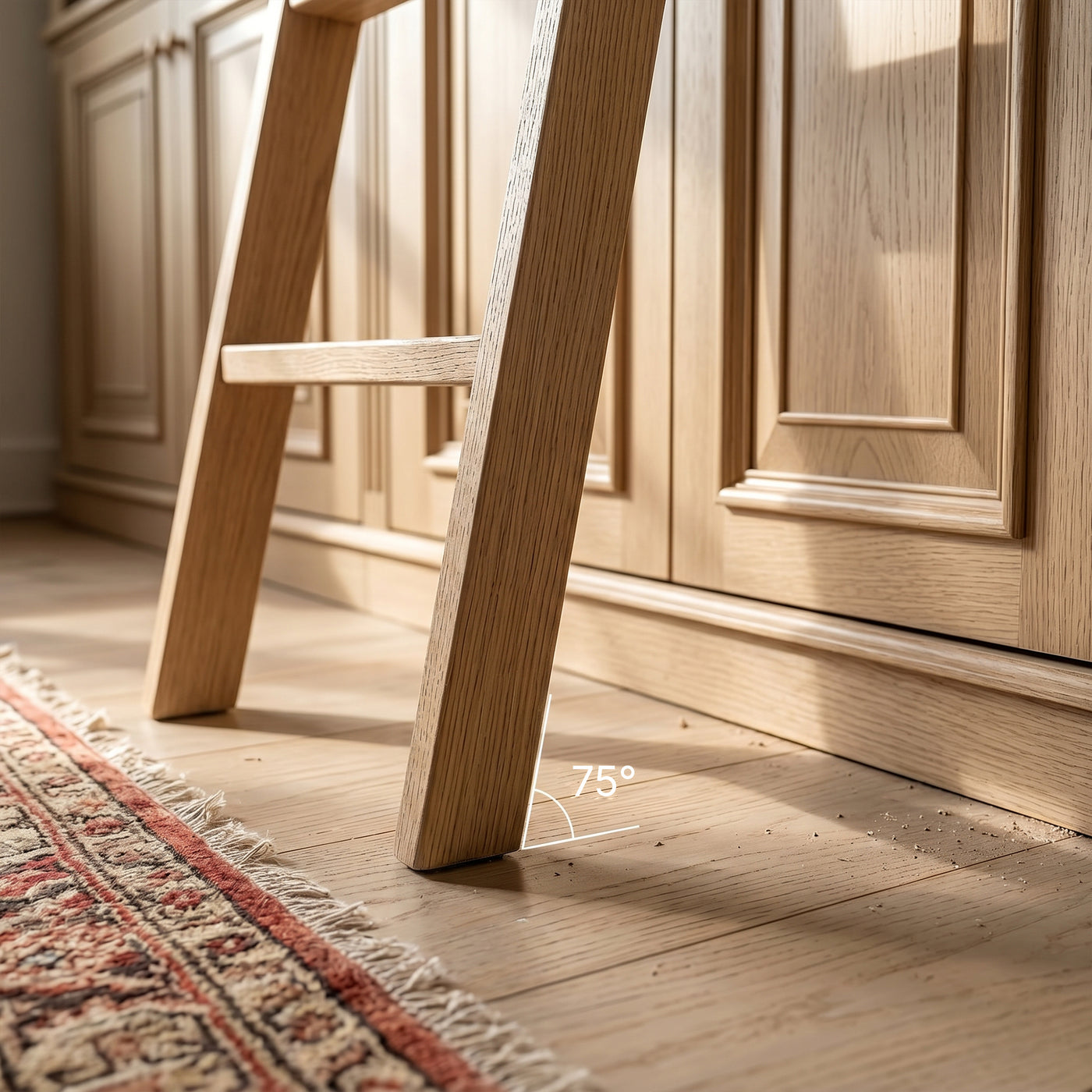 Bookcase with Rolling Ladder and Storage Cabinets