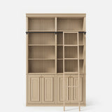 Bookcase with Rolling Ladder and Storage Cabinets
