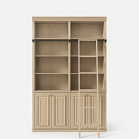 Bookcase with Rolling Ladder and Storage Cabinets