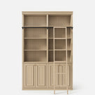 Bookcase with Rolling Ladder and Storage Cabinets