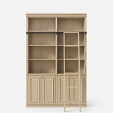 Bookcase with Rolling Ladder and Storage Cabinets