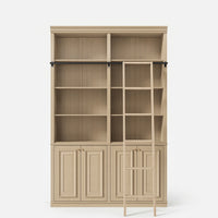Bookcase with Rolling Ladder and Storage Cabinets