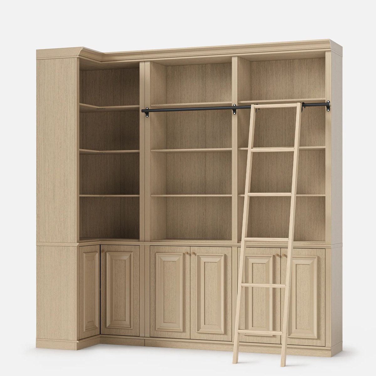 Ladder Bookcase Wall Unit with Corner Cabinet
