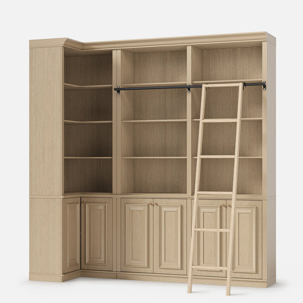 Ladder Bookcase Wall Unit with Corner Cabinet