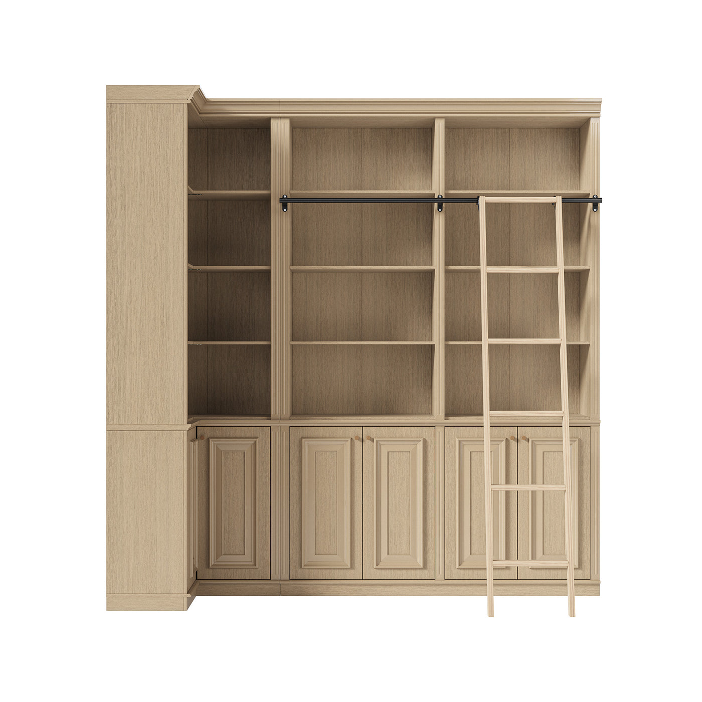 Ladder Bookcase Wall Unit with Corner Cabinet