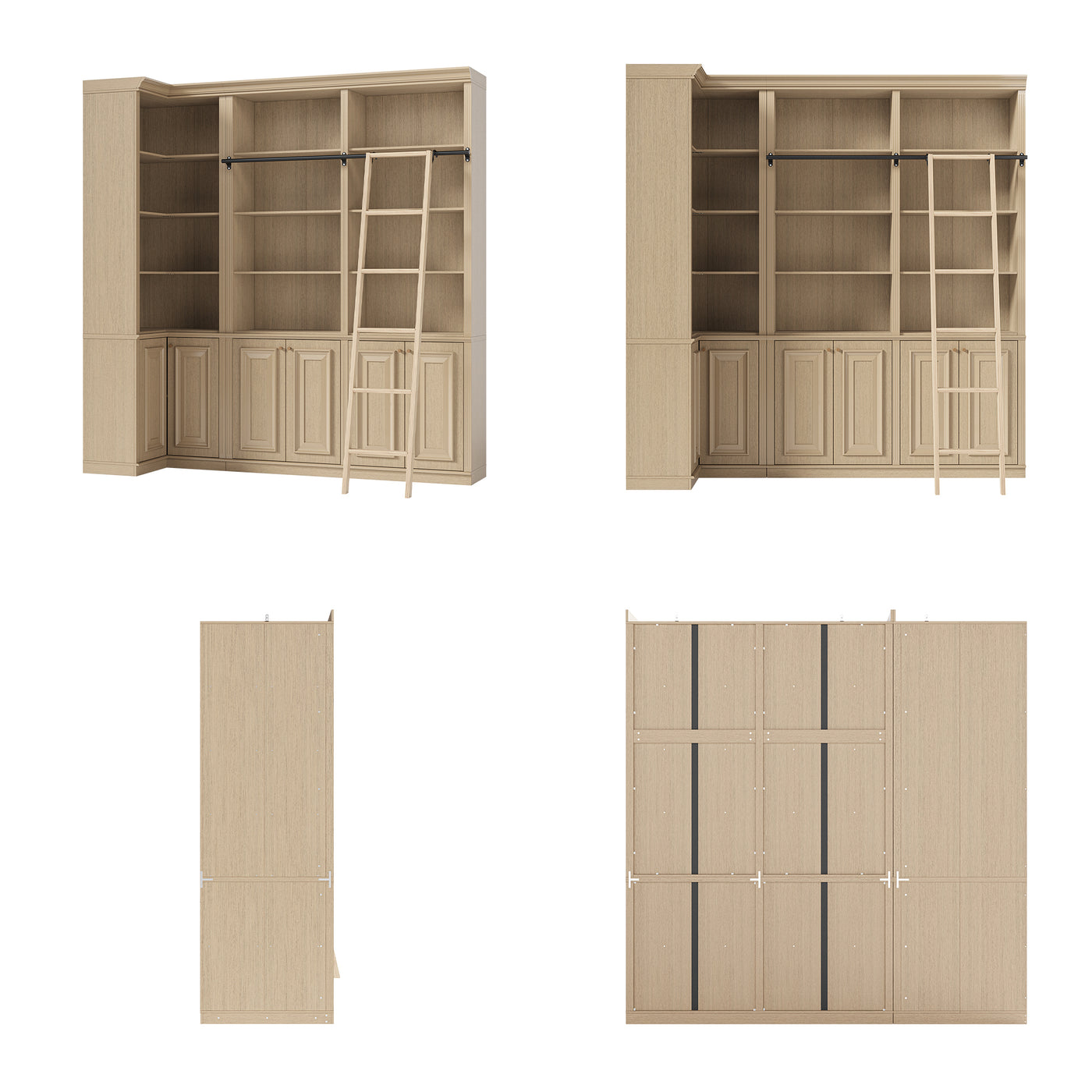 Ladder Bookcase Wall Unit with Corner Cabinet