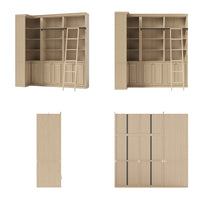 Ladder Bookcase Wall Unit with Corner Cabinet