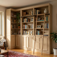Ladder Bookcase Wall Unit with Corner Cabinet