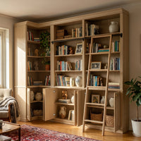 Ladder Bookcase Wall Unit with Corner Cabinet